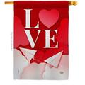 Ornament Collection 28 x 40 in. Paper Love Plane House Flag with Spring Valentines Dbl-Sided Vertical  Banner Garden OR583458